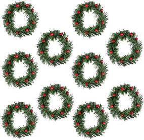 img 4 attached to 🕯️ Lystaii 10pcs Christmas Candle Rings - Red Artificial Berry Candle Rings with Grass Mini Christmas Wreath for Pillar Candle Decorations - Perfect for Christmas Holidays, Rustic Wedding Centerpieces, and Festive Table Décor (Medium)