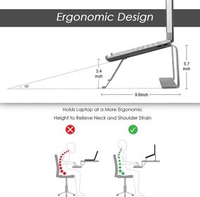 img 3 attached to 💻 Ноутбук стенд Sendowtek - Регулируемый алюминиевый эргономичный подставка для планшета под MacBook, iPad, HP, Dell, Lenovo и другие 10-15,6" - Серый, Складной и Портативный держатель для компьютера