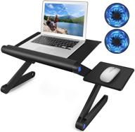 📚 2021 upgrade laptop desk: portable bed tray with foldable legs & cup slot - ideal for breakfast, reading, and movies on bed/couch/sofa (black) logo