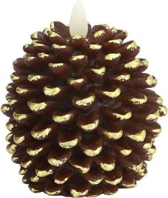 img 3 attached to Brown Pinecone Flameless Candle, 3.4x4.1 inches, Battery-operated, Unscented Wax with Moving Wick and Timer