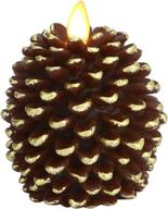 brown pinecone flameless candle, 3.4x4.1 inches, battery-operated, unscented wax with moving wick and timer логотип