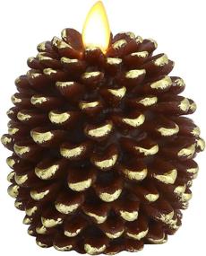 img 4 attached to Brown Pinecone Flameless Candle, 3.4x4.1 inches, Battery-operated, Unscented Wax with Moving Wick and Timer