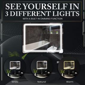 img 1 attached to 💡 LyteSho 36x28 inch LED Mirror for Vanity - Anti Fog, Lighted with 3 Settings - Makeup Mirror with Lights, Fog Free Frameless Design