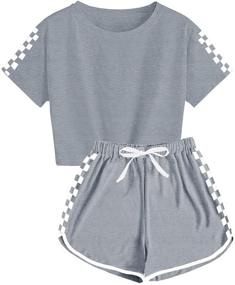 img 4 attached to 👧 Boys' Clothing Sets: Girls Tracksuit Shorts and Pyjama Pieces