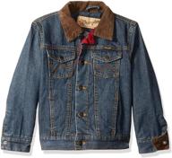 rustic boys' clothing: wrangler lined denim jacket for stylish comfort logo