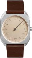 slow motion 08 - swiss-made 24-hour watch - silver with dark brown leather strap logo