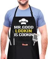 👨 hilarious aprons for men - perfect gifts for christmas, thanksgiving, birthdays - durable and amusing grilling cooking kitchen mens apron logo