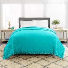 img 4 attached to Teal King Comforter with 🛏️ Empyrean Bedding's Satin Trim and Quilted Microfiber