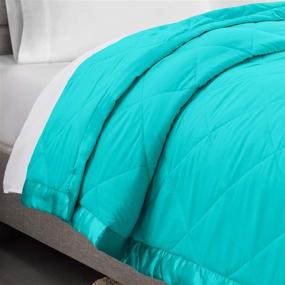 img 2 attached to Teal King Comforter with 🛏️ Empyrean Bedding's Satin Trim and Quilted Microfiber