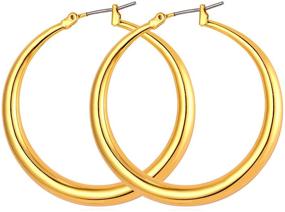 img 4 attached to Stylish U7 Surgical Hoop Earrings Set: Cute Huggie Earrings for Women