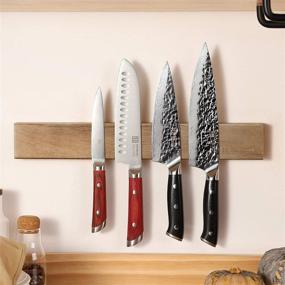 img 3 attached to 16 inch Acacia Wood 🔪 Magnetic Knife Holder for Wall - KEEMAKE