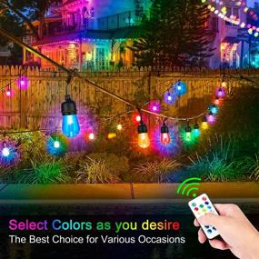 img 3 attached to 🌟 Enhance Your Outdoor Spaces with 2-Pack 48FT Outdoor RGB String Lights - Dimmable, Shatterproof Edison Bulbs, 96FT Length, Perfect for Patio, Backyard, and Christmas Party - Includes 2 Remotes!