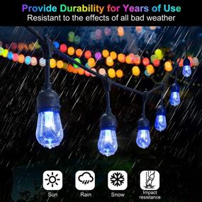 img 1 attached to 🌟 Enhance Your Outdoor Spaces with 2-Pack 48FT Outdoor RGB String Lights - Dimmable, Shatterproof Edison Bulbs, 96FT Length, Perfect for Patio, Backyard, and Christmas Party - Includes 2 Remotes!