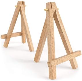 img 3 attached to 🖼️ Arteza 5 Inch Mini Display Wooden Easel Pack - Set of 40 - Ideal for Showcasing Small Canvases, Business Cards, and Photos - Art Supplies