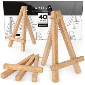 img 4 attached to 🖼️ Arteza 5 Inch Mini Display Wooden Easel Pack - Set of 40 - Ideal for Showcasing Small Canvases, Business Cards, and Photos - Art Supplies