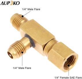 img 3 attached to 🔌 Aupoko быстроразъемный траверс: адаптер-Т-образный клапан с клапаном диаметром 1/4'' с поворотным соединителем - идеально подходит для колодцев, используемых вакуумные насосы с манометром