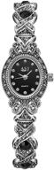 ⌚ women's rhinestone oval dial stainless steel strap watch - black gothic retro bracelet style logo