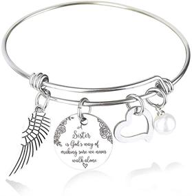 img 3 attached to 👭 Sister Bracelets Expandable Charm Bangles - A Sister is God's Way of Making Sure We Never Walk Alone - Perfect Christmas & Birthday Gifts for Sisters and Friends