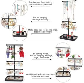 img 2 attached to 💍 Keebofly Jewelry Stand Organizer: Adjustable Height Necklace Display - Pack of 2 (Black)