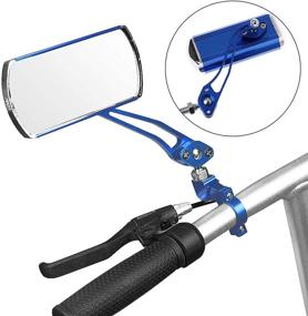 img 3 attached to 🔵 Jeemiter Bicycle Rearview Mirrors: Adjustable Rotatable Handlebars Glass Mirror for Safe 360 Rotation - Blue