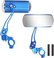 🔵 jeemiter bicycle rearview mirrors: adjustable rotatable handlebars glass mirror for safe 360 rotation - blue logo