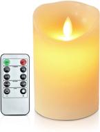 🕯️ across everlasting flickering flameless candles - 3.2&#34;d x 5&#34; h real wax led pillar candles - battery operated realistic 3d dancing flame fake candles with 10-key remote control & cycling 24 hours timer логотип