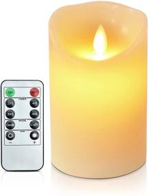 img 4 attached to 🕯️ ACROSS Everlasting Flickering Flameless Candles - 3.2&#34;D x 5&#34; H Real Wax LED Pillar Candles - Battery Operated Realistic 3D Dancing Flame Fake Candles with 10-Key Remote Control & Cycling 24 Hours Timer