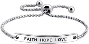 img 2 attached to 🌟 Inspirational Engraved Faith Hope Love Cuff Bangle Bracelet for Anniversary and Birthday