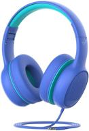 🎧 vinamass e66v kids over ear wired headphones - 85db volume limit, audio sharing, retractable & foldable headband for boys and girls - ideal for school and travel (blue) logo