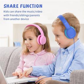 img 2 attached to 🎧 vinamass E66V Kids Over Ear Wired Headphones - 85dB Volume Limit, Audio Sharing, Retractable & Foldable Headband for Boys and Girls - Ideal for School and Travel (Blue)
