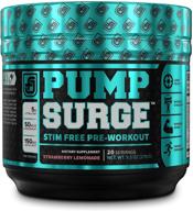 🍓 caffeine-free pumpsurge pump & nootropic pre workout supplement - non-stimulant preworkout powder & nitric oxide booster - 20 servings, strawberry lemonade flavor with enhanced seo logo