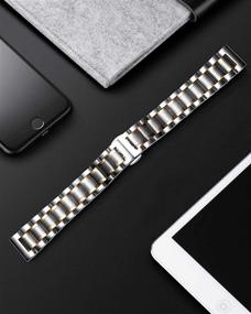 img 1 attached to Compatible Smartwatch Stainless Replacement Business Men's Watches in Watch Bands