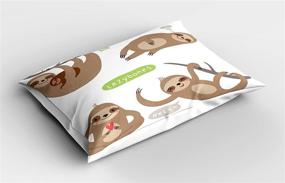 img 1 attached to 🦥 Ambesonne Sloth Pillow Sham - Fun & Adorable Lazy Sloth Family Love Design - Decorative 26" X 20" Printed Pillowcase in Brown Green