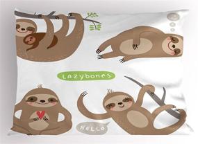 img 2 attached to 🦥 Ambesonne Sloth Pillow Sham - Fun & Adorable Lazy Sloth Family Love Design - Decorative 26" X 20" Printed Pillowcase in Brown Green