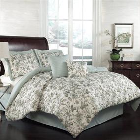 img 1 attached to ❤️ WAVERLY Felicite 5-Piece King Bedding Set with Bed Skirt, 2 Throw Pillows, and 2 Shams - Mineral