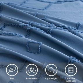 img 1 attached to 🛏️ Нанко Наволочка с ушивкой, размер Кинг: Бохо-стильный вышитый комплект постельного белья из микрофибры в спокойном голубом цвете (104x90)