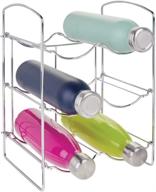 mdesign metal free-standing water sports bottle and wine rack holder stand - chrome, 3 tiers, collapsible - organize and store 6 bottles in kitchen, pantry, or cabinet countertops логотип