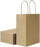 🛍️ bagmad brown kraft bags bulk - small sturdy 5.25x3.25x8 inch 50 pack paper bags with handles for retail, gifts & parties logo