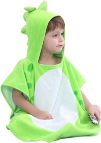 img 1 attached to Adorable Dinosaur Hooded Children's Bath Towels | Boys Beach & Pool Poncho Cover-Ups | 100% Cotton (Green#B, 4-6 Years)
