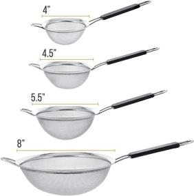 img 3 attached to 🥦 U.S. Kitchen Supply - Set of 4 Fine Mesh Stainless Steel Strainers with Non Slip Handles - 4", 4.5", 5.5" and 8" Sizes - Ideal for Sifting, Straining, Draining, and Rinsing Vegetables