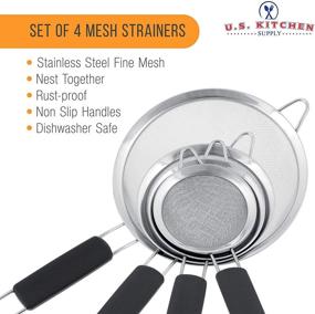 img 2 attached to 🥦 U.S. Kitchen Supply - Set of 4 Fine Mesh Stainless Steel Strainers with Non Slip Handles - 4", 4.5", 5.5" and 8" Sizes - Ideal for Sifting, Straining, Draining, and Rinsing Vegetables