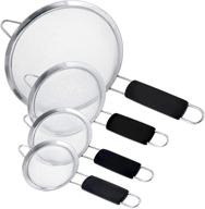 🥦 u.s. kitchen supply - set of 4 fine mesh stainless steel strainers with non slip handles - 4", 4.5", 5.5" and 8" sizes - ideal for sifting, straining, draining, and rinsing vegetables logo