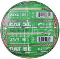 🔌 premium cat5e bulk cable 100ft pure copper for outdoor/indoor use - heat resistant, high performance, riser rated cmr (tan) logo