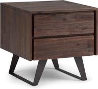 🏮 simplihome lowry 22 inch solid acacia wood and metal industrial end table with storage and 2 drawers - charcoal brown distressed finish for living room and bedroom logo