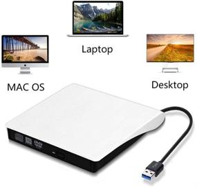 img 2 attached to 🔌 Ultra Portable External DVD Drive USB 3.0 CD DVD +/-RW Writer/Burner/Rewriter – Compatible with Laptops and Desktop Computers from Various Brands