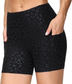 img 2 attached to 🩳 High Waist Yoga Shorts for Women - Tummy Control Fitness Athletic Running Shorts with Deep Pockets by THE GYM PEOPLE