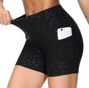 img 4 attached to 🩳 High Waist Yoga Shorts for Women - Tummy Control Fitness Athletic Running Shorts with Deep Pockets by THE GYM PEOPLE