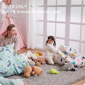 img 3 attached to 🧸 Nobildonna Large Stuffed Animal Storage Bean Bag Chair Cover - Kids Girls Toddler Plush Toy Organizer - Without Filling - Soft Beanbag Chair for Organizing Children's Soft Toys