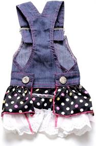 img 3 attached to SELMAI Dog Costumes Denim Jumpsuit Rompers for Small Puppies & Pet Cats, Princess Jean Clothes with Pocket Bib Outfits, Pleated Tiered Skirt, Polka Dots, Heart Sequins. Ideal for Summer!