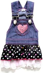 img 4 attached to SELMAI Dog Costumes Denim Jumpsuit Rompers for Small Puppies & Pet Cats, Princess Jean Clothes with Pocket Bib Outfits, Pleated Tiered Skirt, Polka Dots, Heart Sequins. Ideal for Summer!